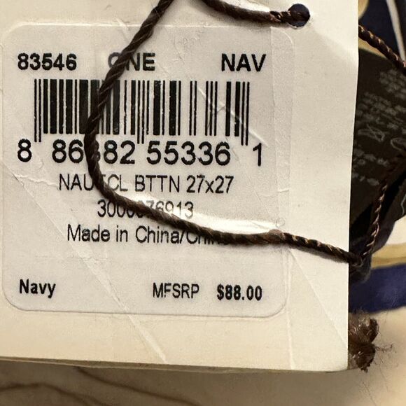 Coach Nautical Scarf Silk Blue Cream Gold 27x27 83546 New - Picture 3 of 4